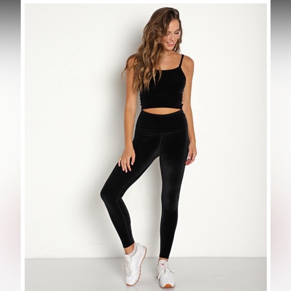 Velvet Motion High Waisted Midi Legging and cropped tank set. - Picture 6 of 12